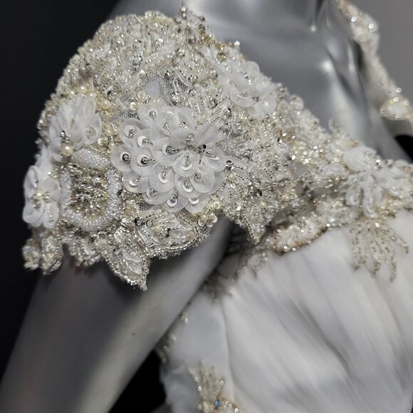 NWT~$2750~AMARE COUTURE~4/6~IVORY BEADED EMBELLISHED FIT & FLARE WEDDING DRESS - Picture 7 of 16